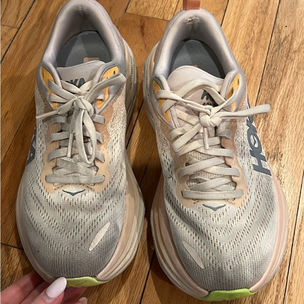 Hoka Women's Neutral Running Shoes - Beige with Yellow Accents
